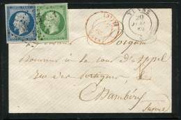 12 Et 14A, 5c. Vert Et 20c. Bleu, Obl. PC 358 S. Env., Càd ROUGE SARD. BELLEY 20/6/59, Càd Sarde YENNE 20/ - Sonstige & Ohne Zuordnung