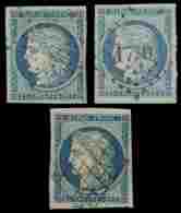 4    25c. Bleu, 3 Ex. Obl. Grille, PC 1730 Et Etoile, TB - Sonstige & Ohne Zuordnung