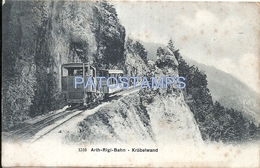 65082 SWITZERLAND ARTH RIGI BAHN KRÄBELWAND RAILROAD TRAIN SPOTTED POSTAL POSTCARD - Arth