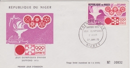 FDC NIGER  JEUX OLYMPIQUES DE SAPPORO 1972 - Invierno 1972: Sapporo