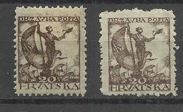 Yugoslavia Croatia 1919 S.H.S.MLH*in Two Colors,different Perforation - Unused Stamps