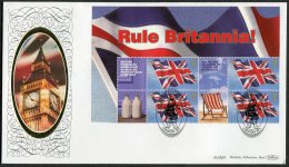 2004 GB Rule Britannia Smiler FDC. British Bulldog, Big Ben Clock, Benham BLCS287 Silk First Day Cover - Persoonlijke Postzegels