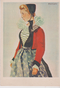 CPSM 10X15 . ITALIE . Les Costumes De La Vallée D' Aoste COURMAYEUR ( Illust. MUSATI) Jeune Fille En Tenue Folklorique - Trachten