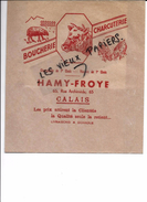 62 - Pas-de-calais - CALAIS - Facture HAMY-FROYE - Boucherie-charcuterie - Animaux - Emballage Alimentaire - REF 54 - 1950 - ...