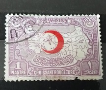 RARE 1 PIASTRE GROISSANT ROUGETURC OVERPRINT RED MOON  STAMP TIMBRE - Used Stamps