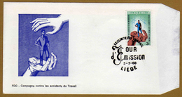 Enveloppe Brief Cover FDC 1444 Campagne Contre Les Accidents Du Travail Liège - 1961-1970