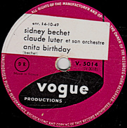 78 T. - 25 Cm - état TB -  Sidney Bechet  Claude Luter  14/10/49 -  ANITA BIRTHDAY 6 BECHET CREOLE BLUES - 78 T - Disques Pour Gramophone