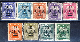 Reunion Tasse 1949 - 50 Serie N. 36-44 MNH Cat. € 65.50 - Impuestos