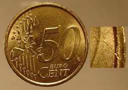 N. 24 ERRORE EURO !!! 50 CT. 2002 ITALIA FRATTURA !!! - Variétés Et Curiosités