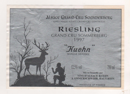 ETIQUETTE 1997  RIESLING UN CERF ET UN HOMME - GRANDE CRUE SOMMERBERG KUEHN A AMMERSCHWIHR HAUT RHIN - A VOIR - Deers