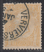 BELGIUM     SCOTT NO. 58     USED      YEAR  1886 - 1869-1888 León Acostado