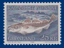 GREENLAND 1981 COD FISH  U.M. N.S.C. FACIT 129 - Unused Stamps