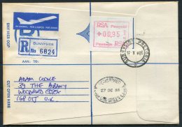 1986 South Africa Union Frama Registered Airmail Cover Pretoria Sunnyside -  Woodford Green, Essex - Frama Labels