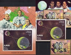 Flight To Moon US-Raumfahrt 1972 Adschman 340,1116,Block 68+319 O 20€ Apollo 15 Astronauten Blocs Space Sheets Bf V - Sammlungen