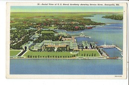 38180 AERIAL VIEW OF U.S. NAVAL ACANEMY SCHWING SEVERN RIVER ANNAPOLIS MD - Annapolis – Naval Academy