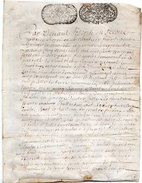 1713 - Document Manuscrit Sur Peau - Généralité D'Alençon - Taxe Avec 2 Cachet Différents De 13 Sol Et 4 Deniers Chacun - Cachets Généralité