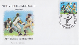 Enveloppe  FDC  1er  Jour   NOUVELLE  CALEDONIE     Base - Ball      XIéme  Jeux  Du   Pacifique  Sud    1999 - Béisbol