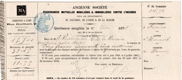 1878 - Quittance D'assurance - Cachet Timbre Fiscal De 10c Plus Feuillet De L'état Des Sinistres De L'année Précédente - Otros & Sin Clasificación