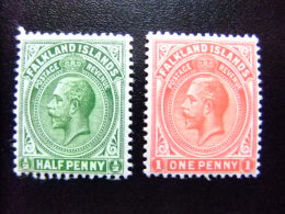 MALVINAS FALKLAND ISLANDS 1912 GEORGE V Yvert N º 26 -27 * MH - Maldive (...-1965)