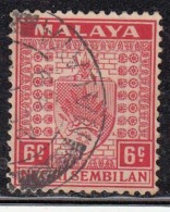 6c Used 1937, Negri Sembilan, 1935-1941 Series, Malaya, Coat Of Arms, Stalks Of Rice - Negri Sembilan