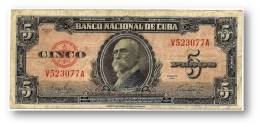 CUBA - 5 Pesos - 1949 - P 78.a - Serie V - Maximo Gomez - Banco Nacional De Cuba - Kuba