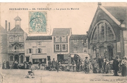 Cpa 79 Thénezay Place Du Marché - Thenezay