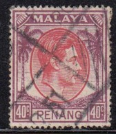40c Used Penang KG VI, 1949 - 1952 Series, Malaya - Penang