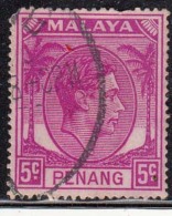 5c Used Penang KG VI, 1949 - 1952 Series, Malaya, As Scan - Penang