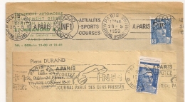 TELEPHONE INF1, 2 FLAMMES PARIS. 1952.1954. - Mechanische Stempels (reclame)