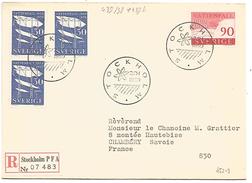 SUEDE LETTRE RECOMMANDEE DE STOCKHOLM  POUR LA FRANCE DU 20/1/1959 - 1930- ... Coil Stamps II