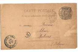 CPA . POUR LA BELGIQUE..MALINES 1897..REPIQUAGES AU DOS .CACHET DAGUIN PARIS 25 104 BD ST GERMAIN ?????..BE.FACTEUR 5. - Postales  Transplantadas (antes 1995)