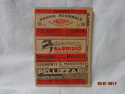 FERROVIE ITALIANE ORARIO REGIONALE F.POZZO PIEMONTE LIGURIA 1947 - Eisenbahnverkehr