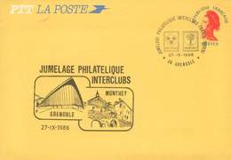 FRANCE ENTIER POSTAL TYPE LIBERTE YT 2484A E GRENOBLE 27/9/1986 JUMELAGE PHILATELIQUEINTERCLUBS TB - Buste Ristampe (ante 1955)