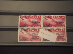 ITALIA - P.A. VARIETA' - P.A. 1956 VISITA L. 120, Con Due Punti Sotto LI Di Italia - Quartina - NUOVO(++) - Varietà E Curiosità