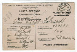 CTN46 - 2° GM - CARTE DE PRISONNIER DE GUERRE ALLEMAND EN FRANCE FORT BARRAUX NOVEMBRE 1946 - Guerre Mondiale (Seconde)