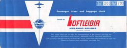 05392 "ICELANDIC AIRLINES - PASSENGER TICKET N° 278203172793 - LUXEMBOURG / REYKJAVIK / LUXEMBOURG - AGOSTO 1971 " ORIG. - Altri & Non Classificati