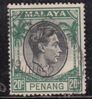 20c Black & Green, Used Penang 1952, 1949 - 1952 Series, Malaya - Penang