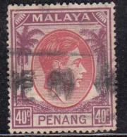40c Used Penang 1952, 1949 - 1952 Series, Malaya (Cond., Creased As Scan) - Penang