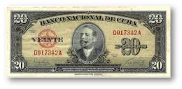 CUBA - 20 Pesos - 1949 - P 80.a - Serie D - Antonio Maceo - Banco Nacional De Cuba - Kuba