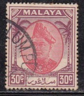 30c Used Selangor 1949 -1955 Series,  Malaya, - Selangor