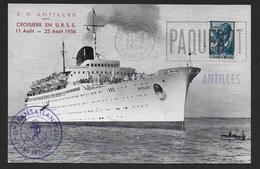 Carte Avec PAQUEBOT Sur Timbre Russe  - Croisière En U.R.S.S.  Du S.S.  ANTILLES - Correo Marítimo