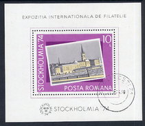 ROMANIA 1974 STOCKHOLMIA '74 Block Used.  Michel Block 116 - Blocks & Sheetlets