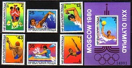 BULGARIA / BULGARIE - 1979 - Jeux Olimpiques D'éte A Moscow'1980 LV - Sports Aquatiques - 6v + Bl**   - 6v + Bl** - Verano 1980: Moscu
