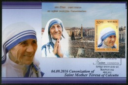 India 2016 Saint Mother Teresa Canonization Nobel Prize M/s On Max Card # 7841 - Mother Teresa