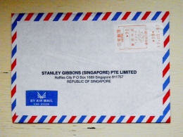 Cover Sent From Japan To Singapore Atm Machine Label Stamp 1997 Tokyo Birds - Cartas & Documentos