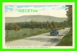 BENNINGTON, VT - BATTLE MONUMENT & MT. ANTHONY ON ROAD TO BENNINGTON - ANIMATED OLD CARS - TRAVEL IN 1924 - - Bennington