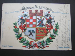 SANKT ANDREASBERG  ,  Wappen   Schöne Karte  1903  Mit Marke + Stempel - Clausthal-Zellerfeld