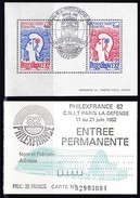 Frankreich, 1982; MiNr. 2343 - 2344 (Block 6) FHILEXFRANCE Avec Billet D'entrée, Timbré - Gebraucht