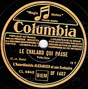 78 T.- 25 Cm - état TB - ALEXANDER - LE CHALAND QUI PASSE - MON VIEUX FAUBOURG - 78 T - Disques Pour Gramophone
