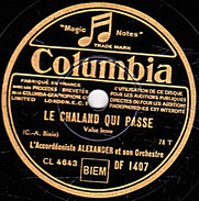 78 T.- 25 Cm - état TB - ALEXANDER - LE CHALAND QUI PASSE - MON VIEUX FAUBOURG - 78 T - Discos Para Fonógrafos